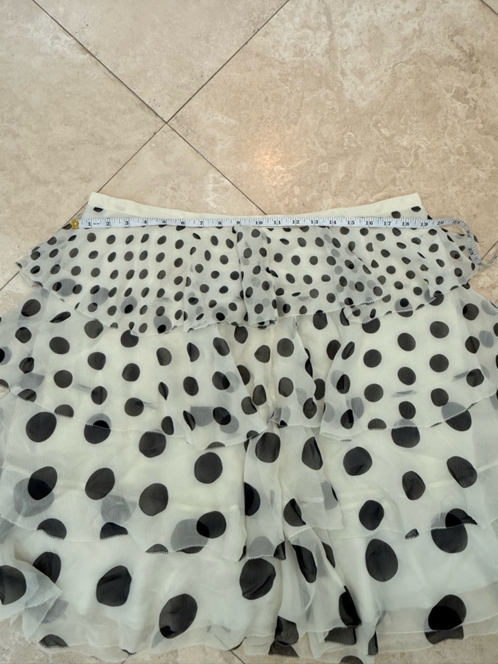 Liz Claiborne NWT White Black Polka Dot Tiered Ruffle Chiffon Skirt - Picture 3 of 7